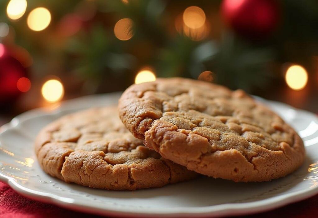 Soft and crunchy gingerbread cookies side by side on a festive plate