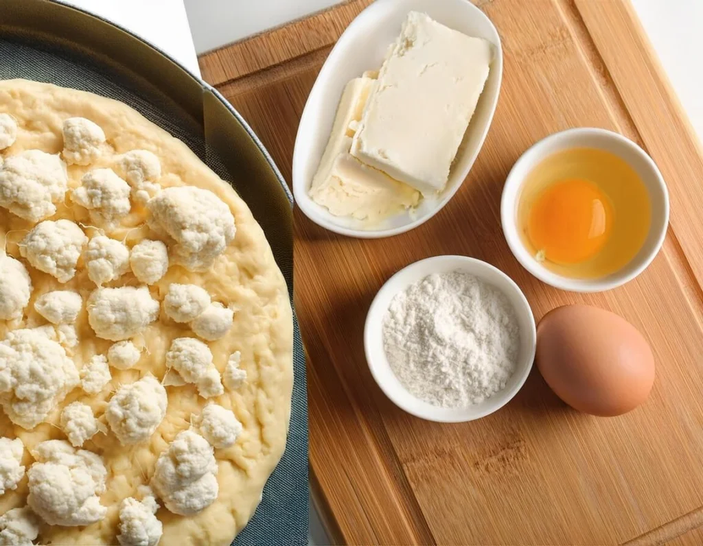 Ingredients for two types of pizza crust, displayed side by side.