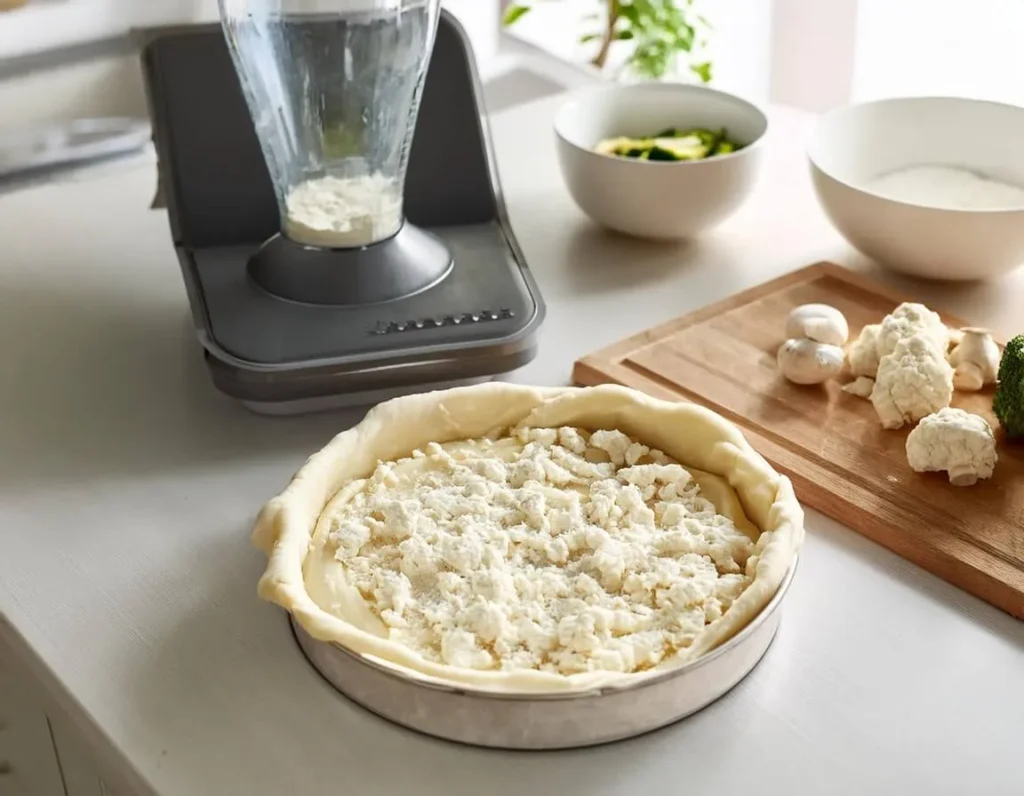 Step-by-step guide to making cauliflower pizza crust at home.