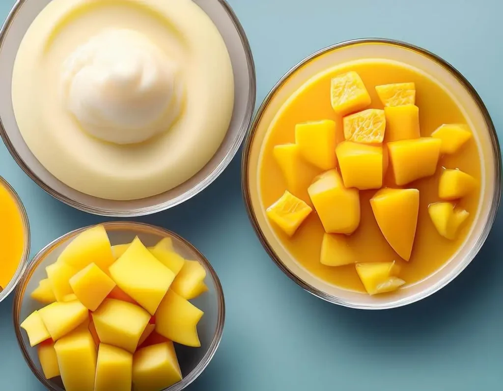 A breakdown of McDonald's Mango Pineapple Smoothie ingredients, including mango, pineapple, and yogurt.