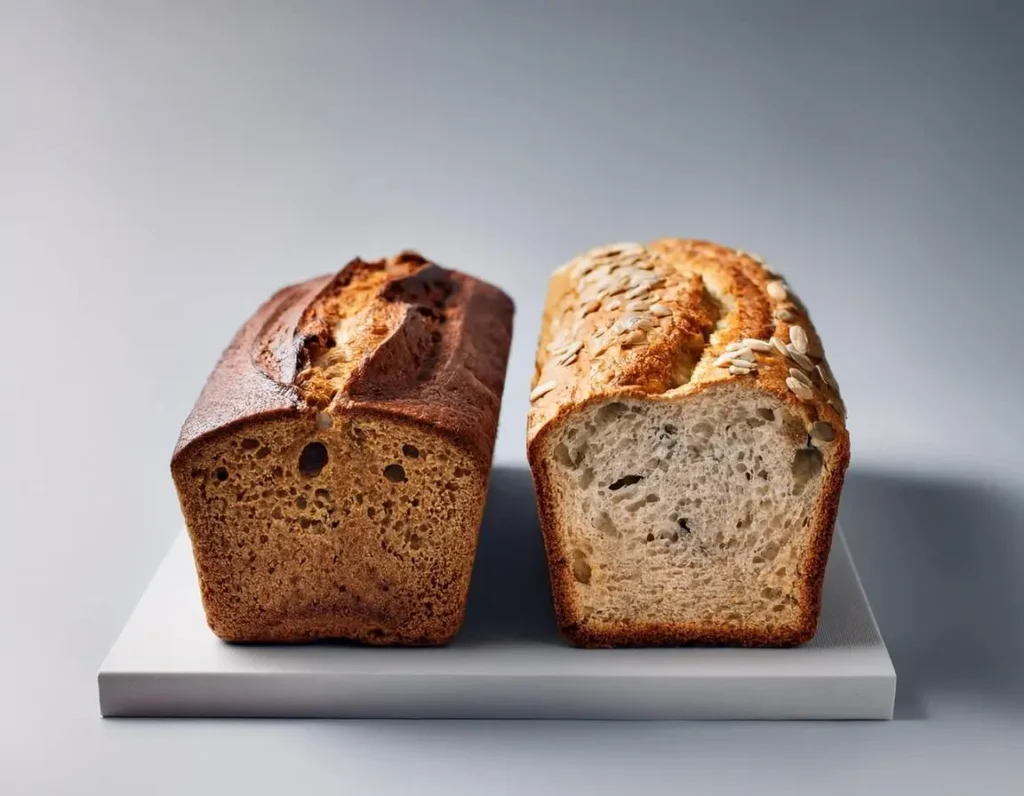 A nutrition comparison of oat flour banana bread vs. traditional banana bread.