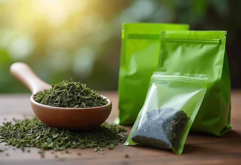 A comparison of loose-leaf green tea and tea bags for cold brewing.