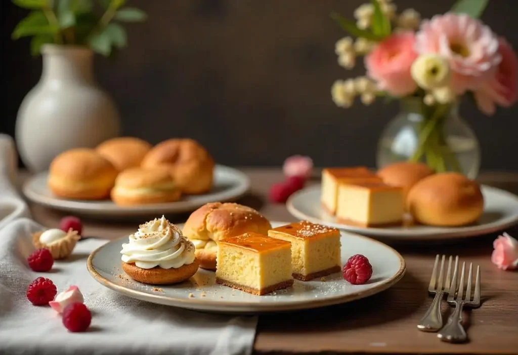 Elegant dessert table with assorted vegan gluten-free treats.