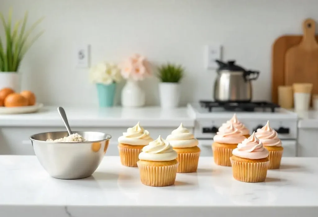 Step-by-step infographic for making vegan gluten-free cupcakes.